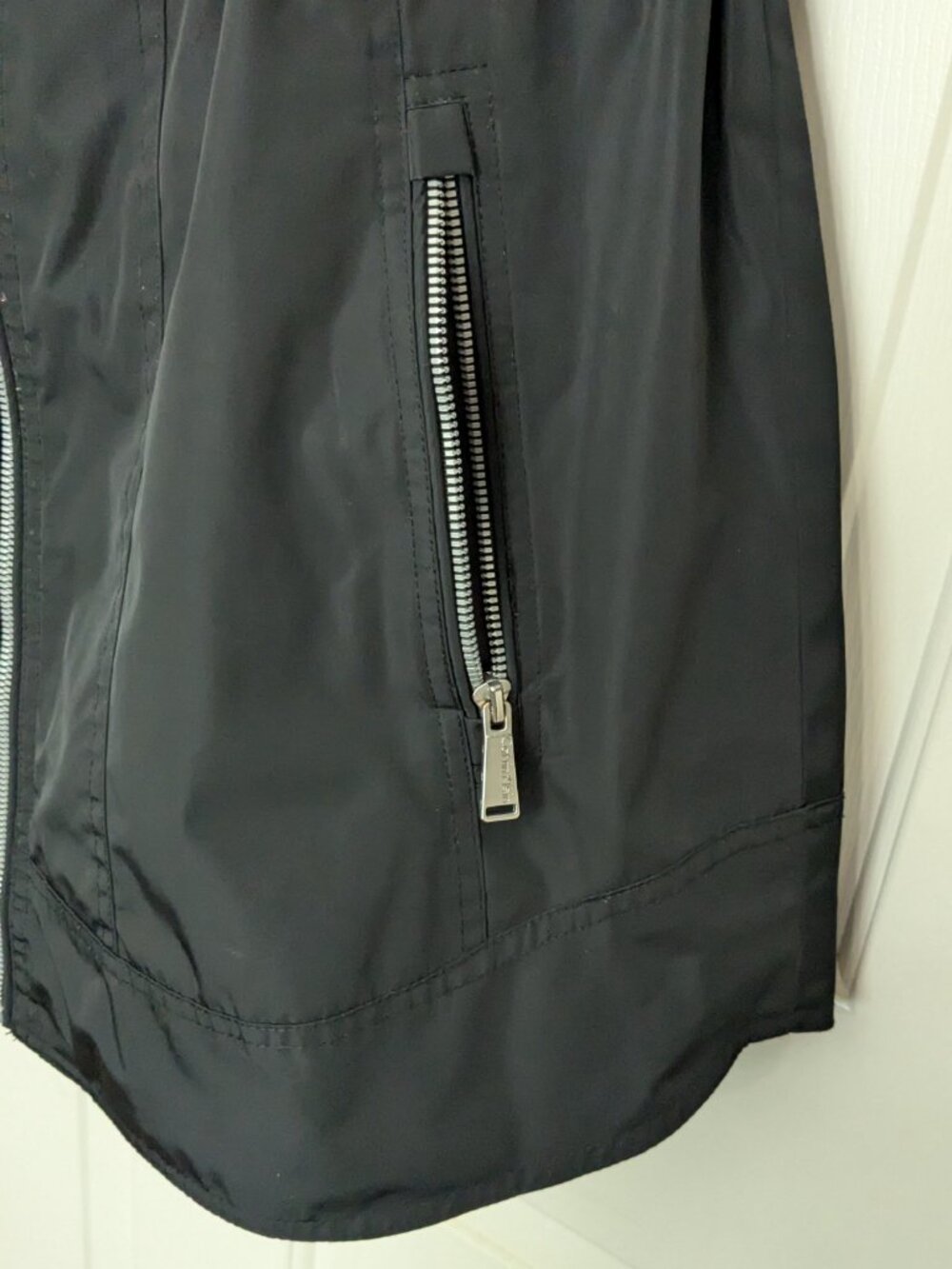Calvin Klein Women’s Rain Jacket Size Small Black Zip Button Hooded - Picture 6 of 12